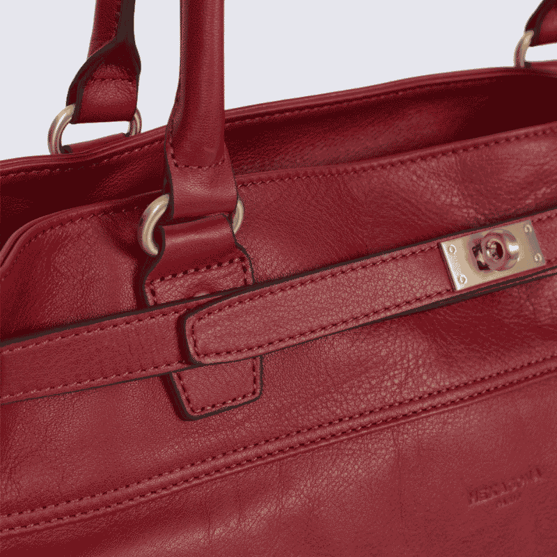 Sac cabas porté épaule Hexagona, sac cabas porté épaule classe et moderne femme en rouge foncé