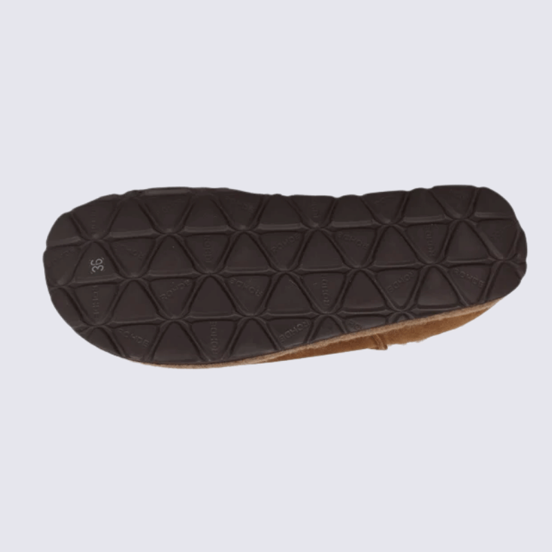 Chaussons ROHDE, chaussons bottines femme en velours cuir marron