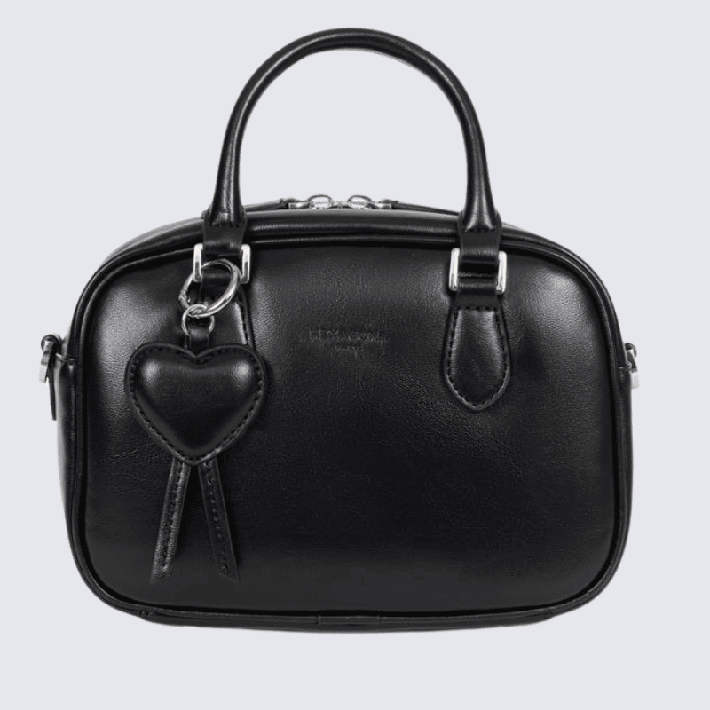 Sac porté main deux poignées Hexagona, sac porté main deux poignées classe et moderne femme en noir