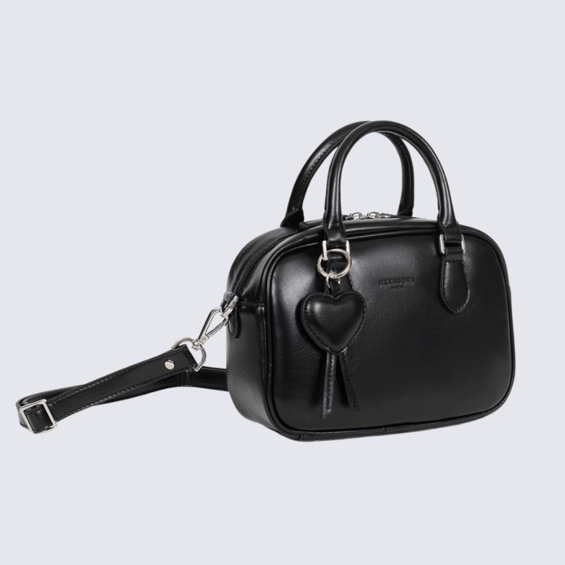Sac porté main deux poignées Hexagona, sac porté main deux poignées classe et moderne femme en noir