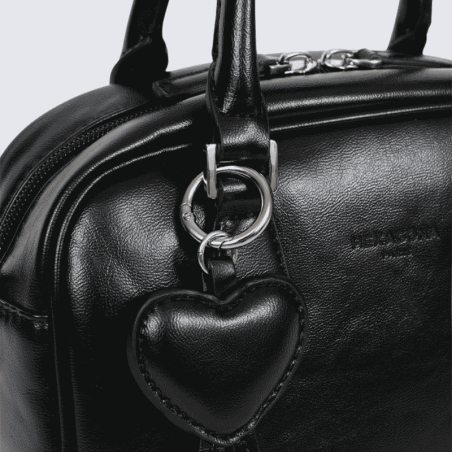 Sac porté main deux poignées Hexagona, sac porté main deux poignées classe et moderne femme en noir