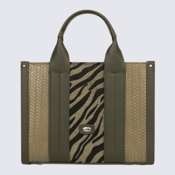 Sac porté main deux poignées Hexagona, sac porté main deux poignées classe et moderne femme en kaki