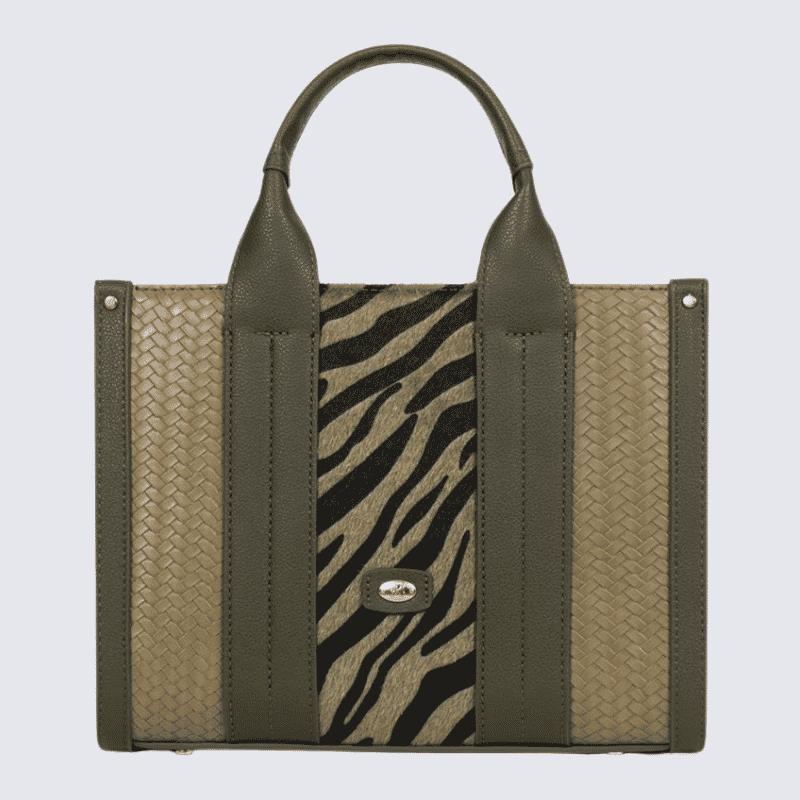 Sac porté main deux poignées Hexagona, sac porté main deux poignées classe et moderne femme en kaki