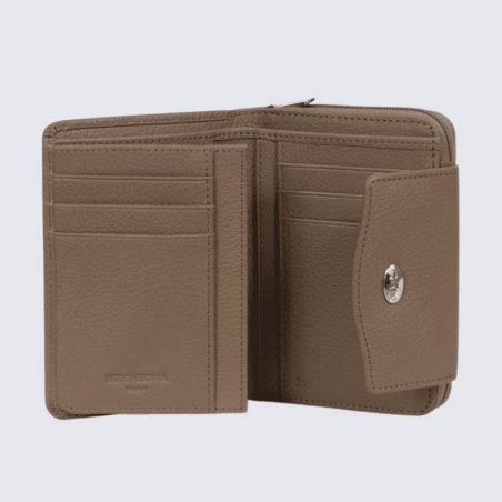 Portefeuille Hexagona, portefeuille ligne Aurore femme taupe